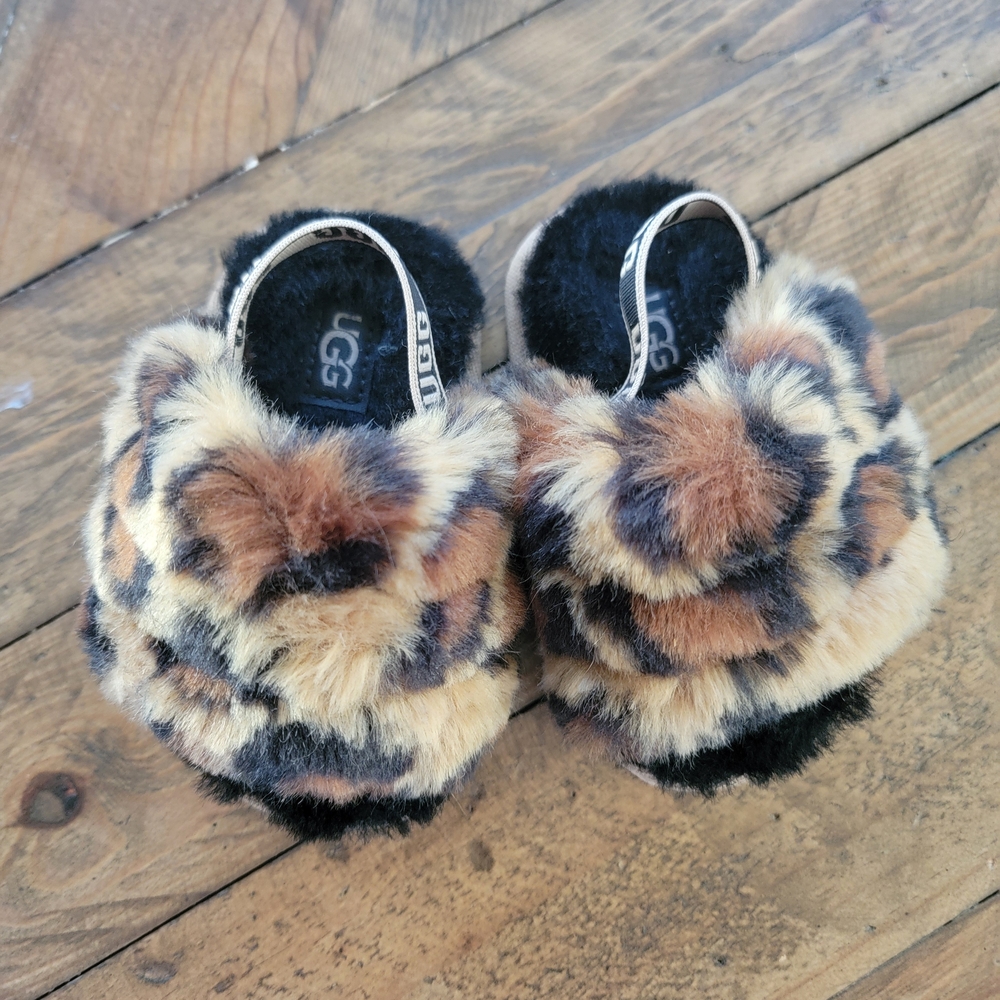 UGG Leopard Print Fuzzy Slippers